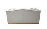 Milena Ivory Velvet Sofa and Loveseat set front view