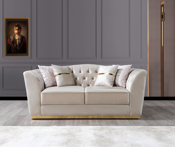 Milena Ivory Velvet Loveseat 73" from Decor Furniture