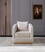 Barona Ivory Velvet Chair front view