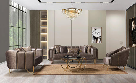 Ella Coffee Velvet Sofa and Loveseat set main view