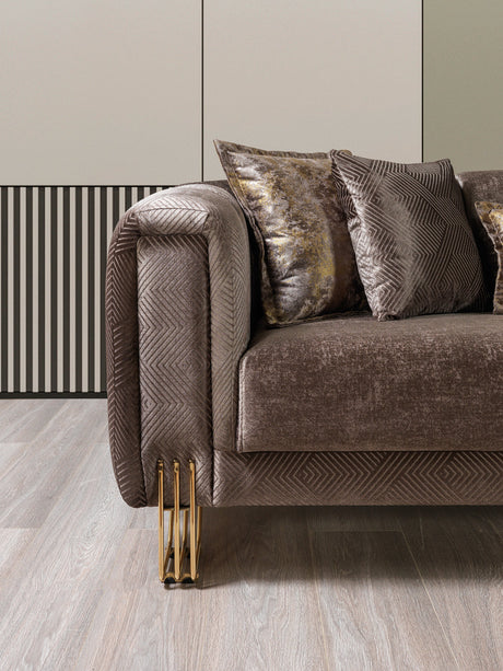 Santana Coffee Velvet Sofa view 2