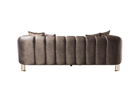 Side perspective of loveseat and sofa