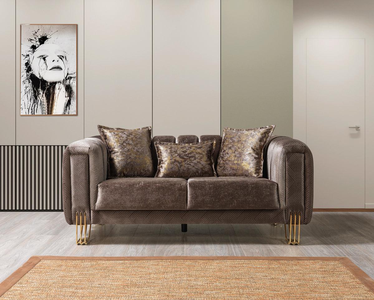 Ella Coffee Velvet Sofa & Loveseat - Ella Furniture
