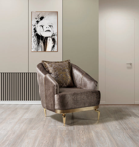 Ella Coffee Velvet Santana Chair front view