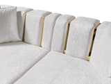 Anne Ivory ivory velvet sectional sofa side perspective