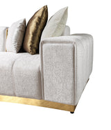 Anne Ivory ivory velvet sectional sofa in living room