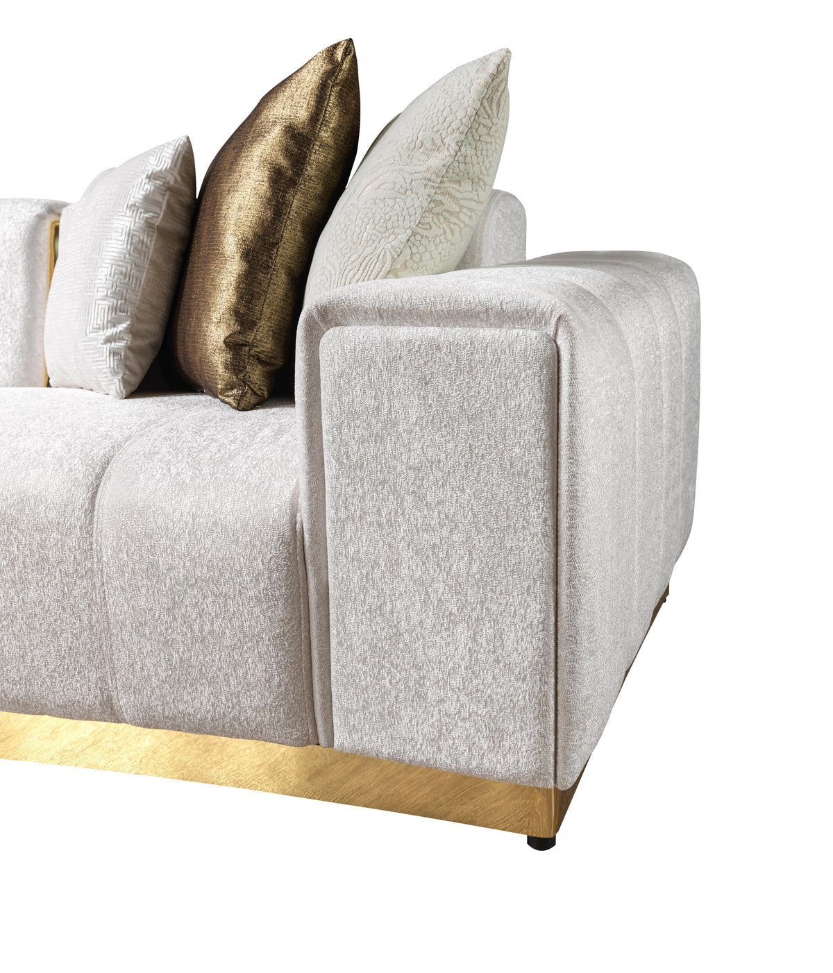 Anne Ivory ivory velvet sectional sofa in living room