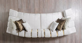 Anne Ivory velvet sectional sofa detailed upholstery close-up