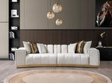 Anne Ivory ivory velvet curved sectional sofa side angle
