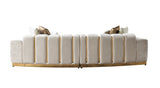 Anne Ivory ivory velvet sectional sofa side angle