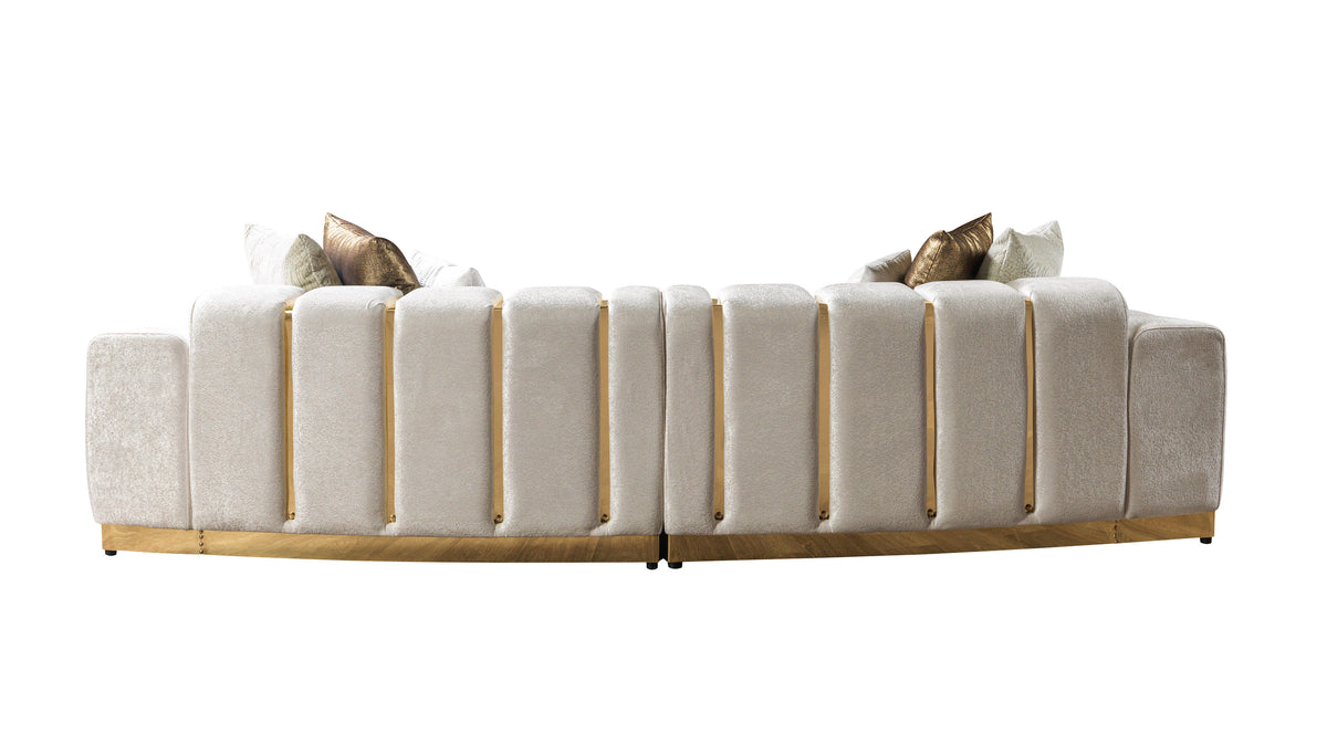 Anne Ivory ivory velvet sectional sofa side angle