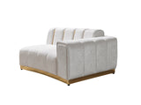 Anne Ivory ivory velvet sectional sofa close detail