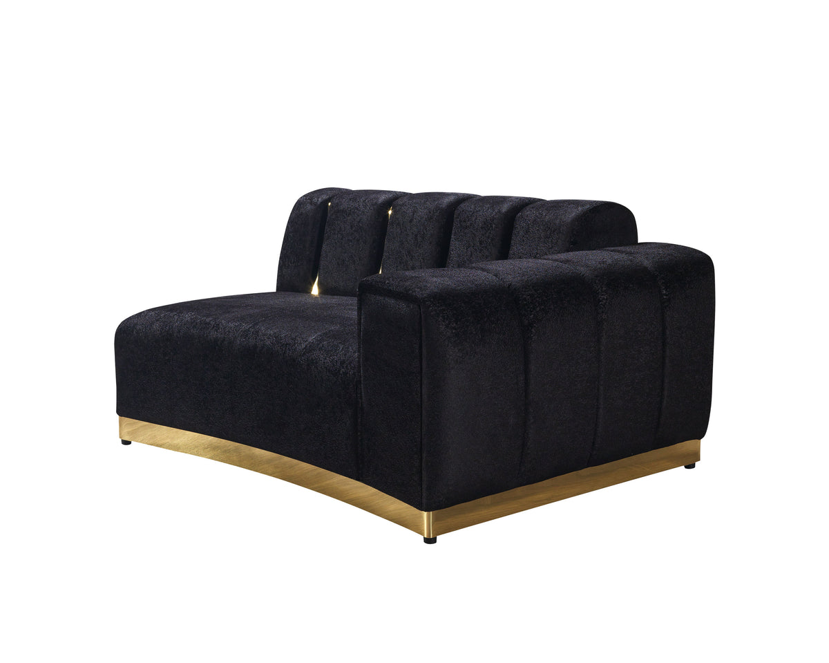 Anne Black Velvet Curved Sectional sofa backrest detail