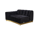 Anne Black Velvet Curved Sectional sofa close-up corner stitching