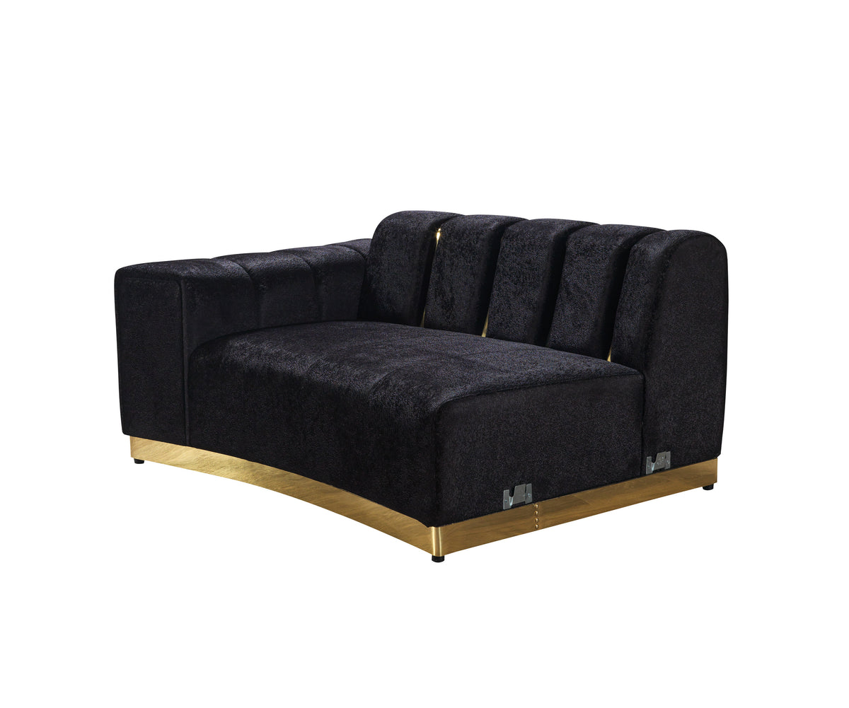 Anne Black Velvet Curved Sectional sofa close-up corner stitching
