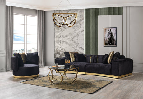 Main view of Michelle Black Velvet Curved Sectional sofa