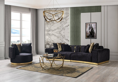 Anne Black Velvet Curved Sectional sofa main view