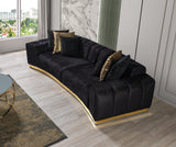 Anne Black Velvet Curved Sectional sofa front angle