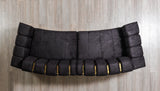 Anne Black Velvet Curved Sectional sofa living room environment