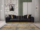 Side view of Michelle Black Velvet Curved Sectional sofa