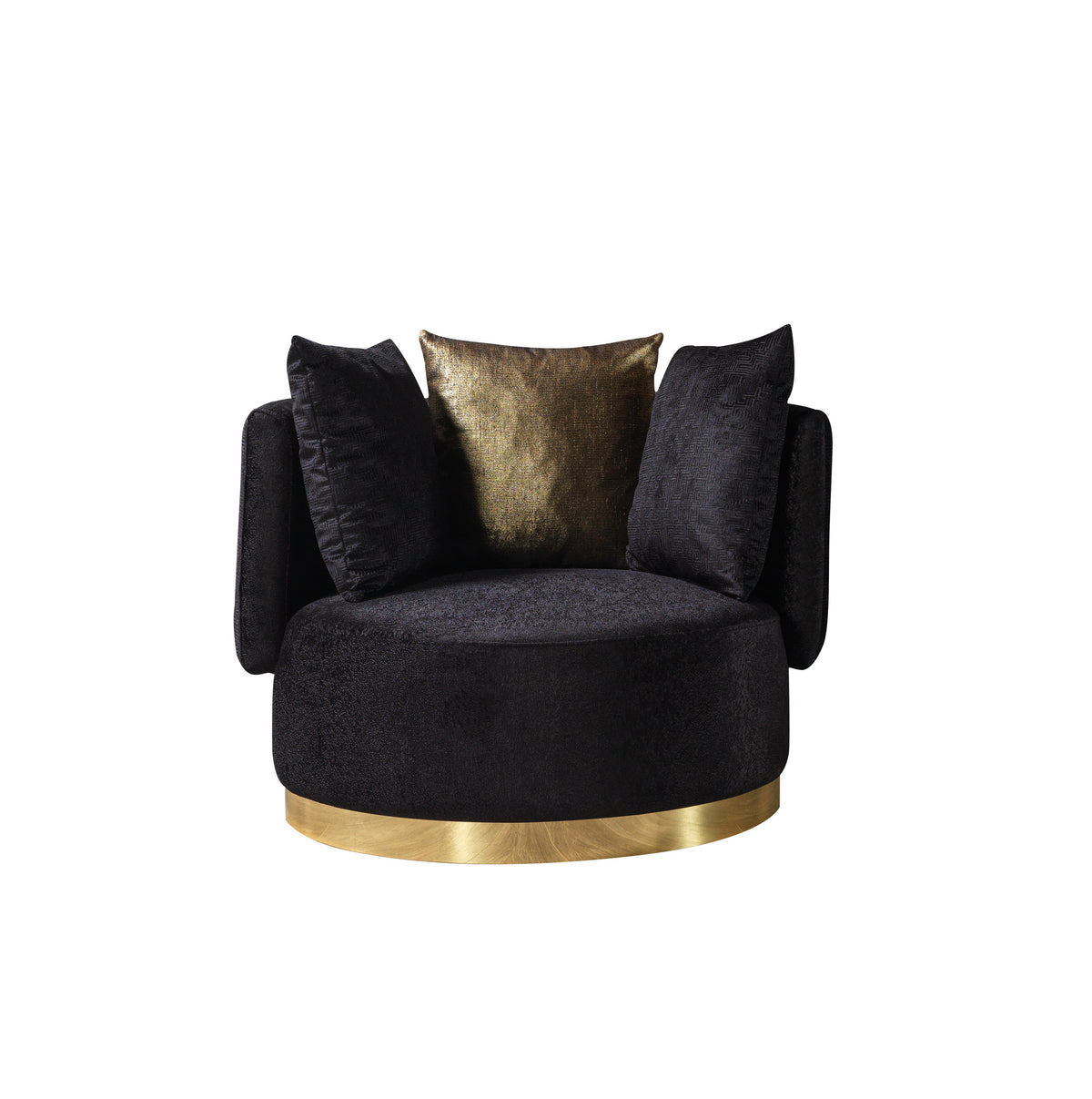 Anne Black Velvet Curved Sectional sofa main view from low angle