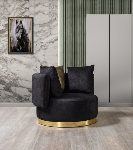 Anne black velvet accent chair by Nova, front angled view