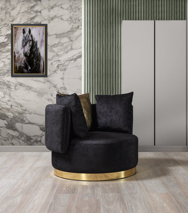 Anne black velvet accent chair by Nova, front angled view