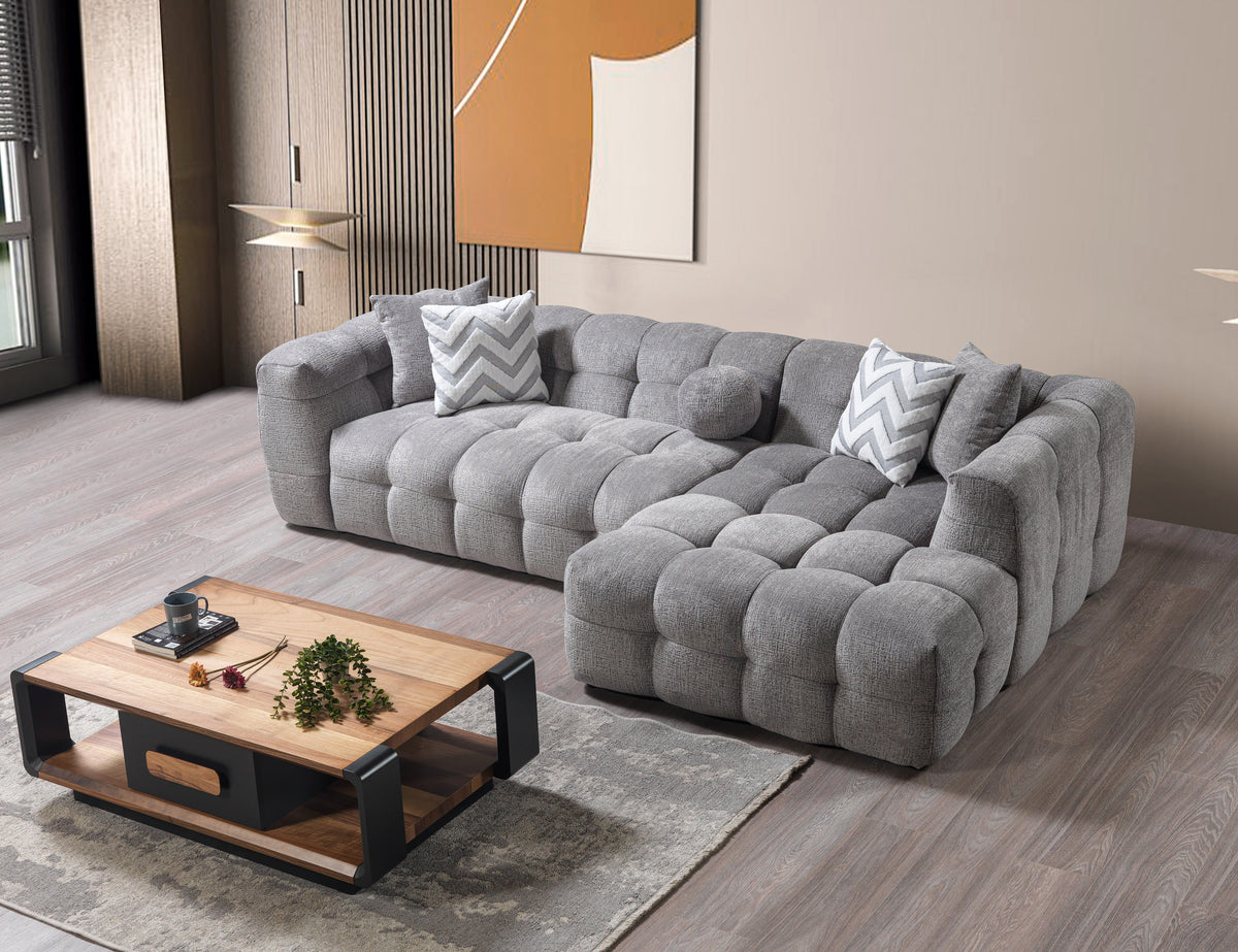 alternate main view of Lili Gray Bouclé RAF Sectional Sofa