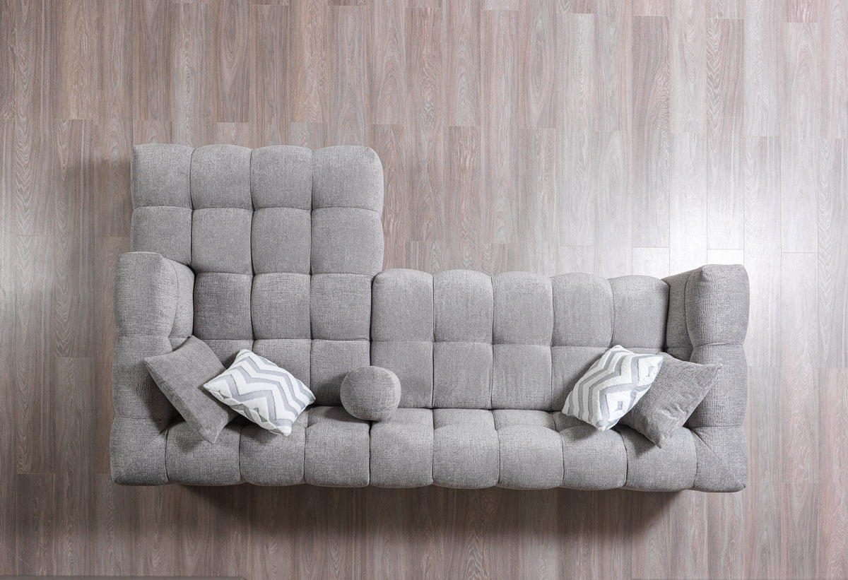 side angle view of Lili Gray Bouclé RAF Sectional Sofa