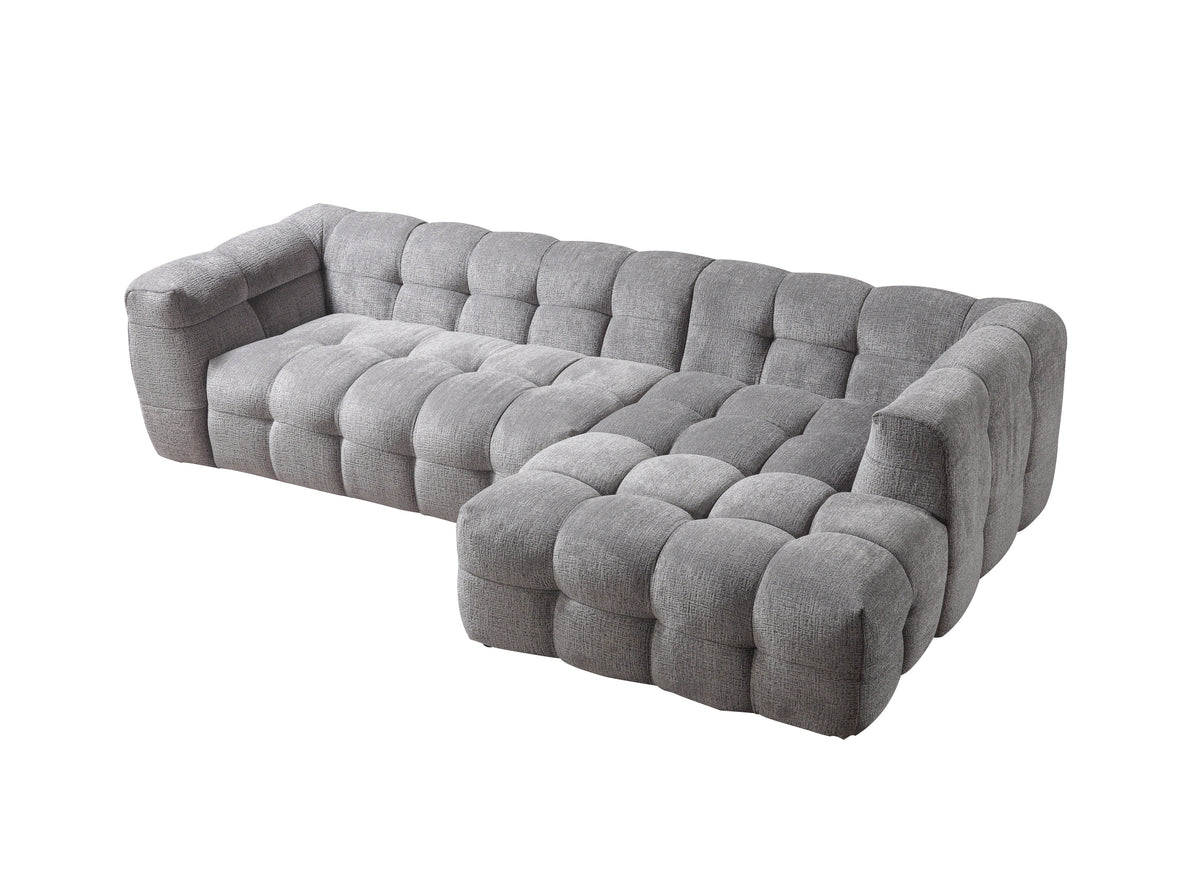 side profile of Lili Gray Bouclé RAF Sectional Sofa