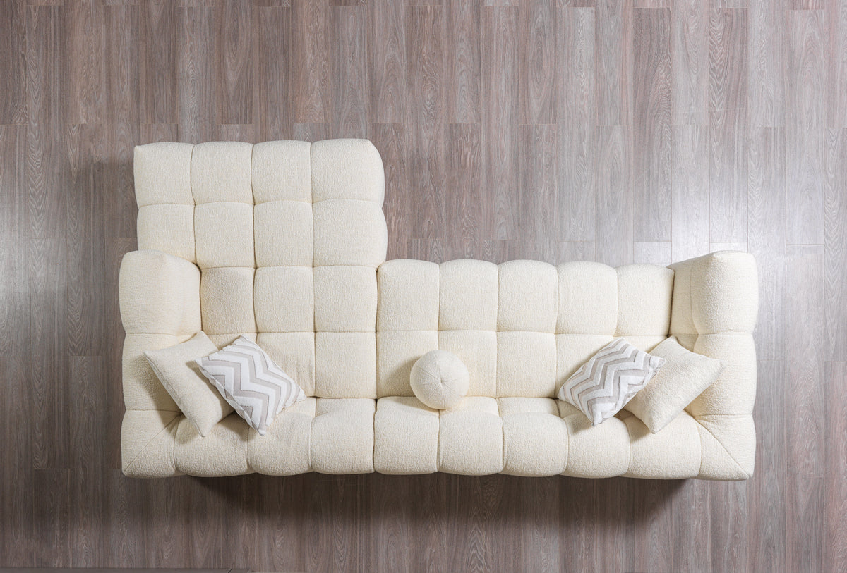 side angle of Lili Ivory Boucle RAF sectional