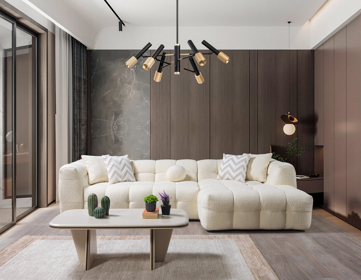 side view of Lili Ivory Boucle RAF Sectional sofa