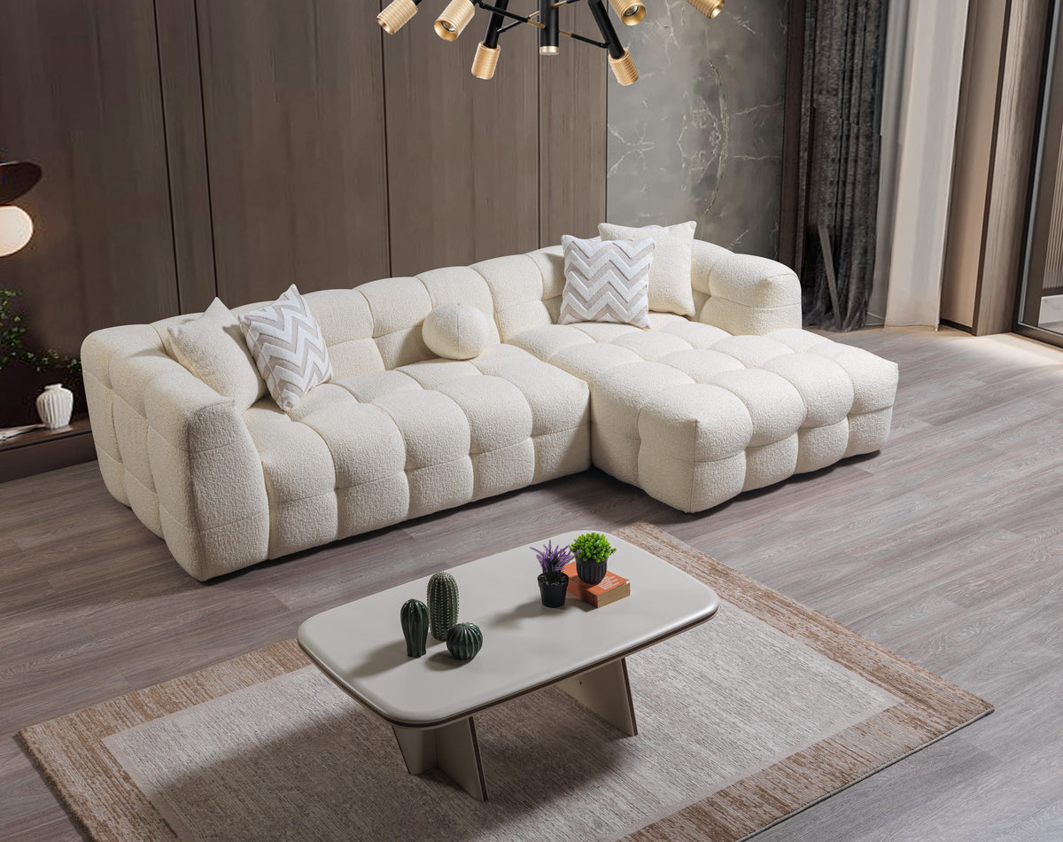 main front view of Lili Ivory Boucle RAF sectional