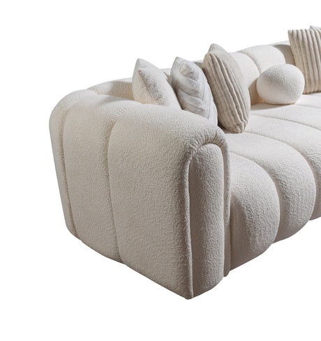 Side perspective of Elly Ivory Boucle Sectional