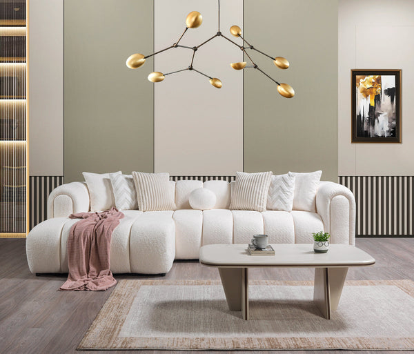 Lis Ivory Boucle LAF 115" Sectional from Decor Furniture