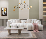 Side view of Elly Ivory Boucle RAF Sectional sofa