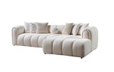 Front view of Elly Ivory Boucle RAF Sectional sofa