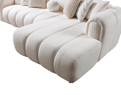 Close fabric detail of sectional sofa
