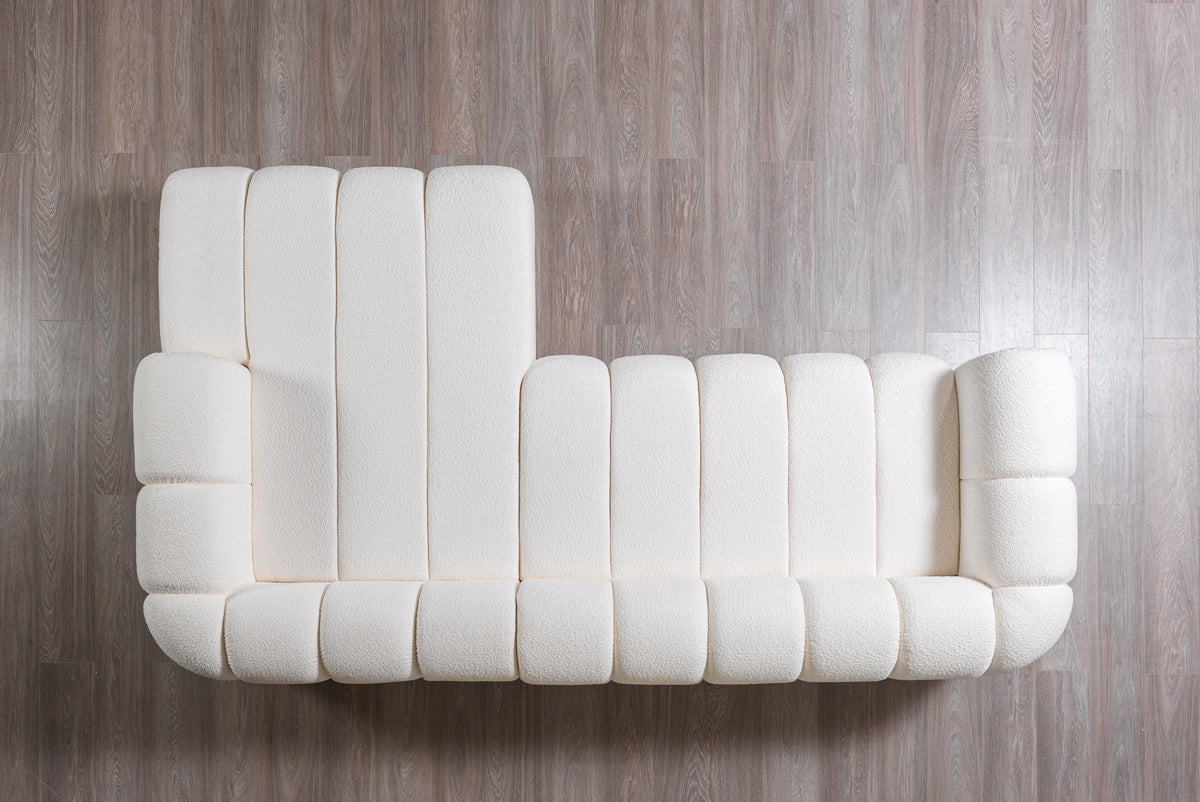 Close-up of texture on Elly Ivory Boucle RAF Sectional