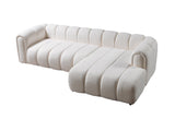 Side view of comfortable chaise on Elly Ivory Sectional