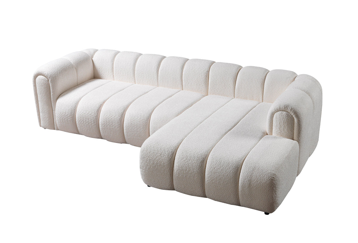 Side view of comfortable chaise on Elly Ivory Sectional