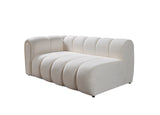 Front shot of ivory boucle sectional sofa