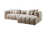 Wide shot of Elly Sand Boucle sectional in room