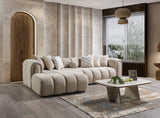 Elly Sand Boucle 115" sectional sofa side view