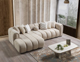 Elly Sand Boucle sectional sofa main view angle