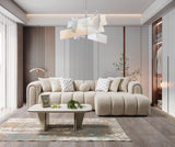 Side view of Elly Sand Boucle RAF sectional sofa