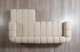 Close-up of sectional sofa arm and fabric texture