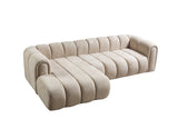 Elly Sand Boucle sectional sofa back angle