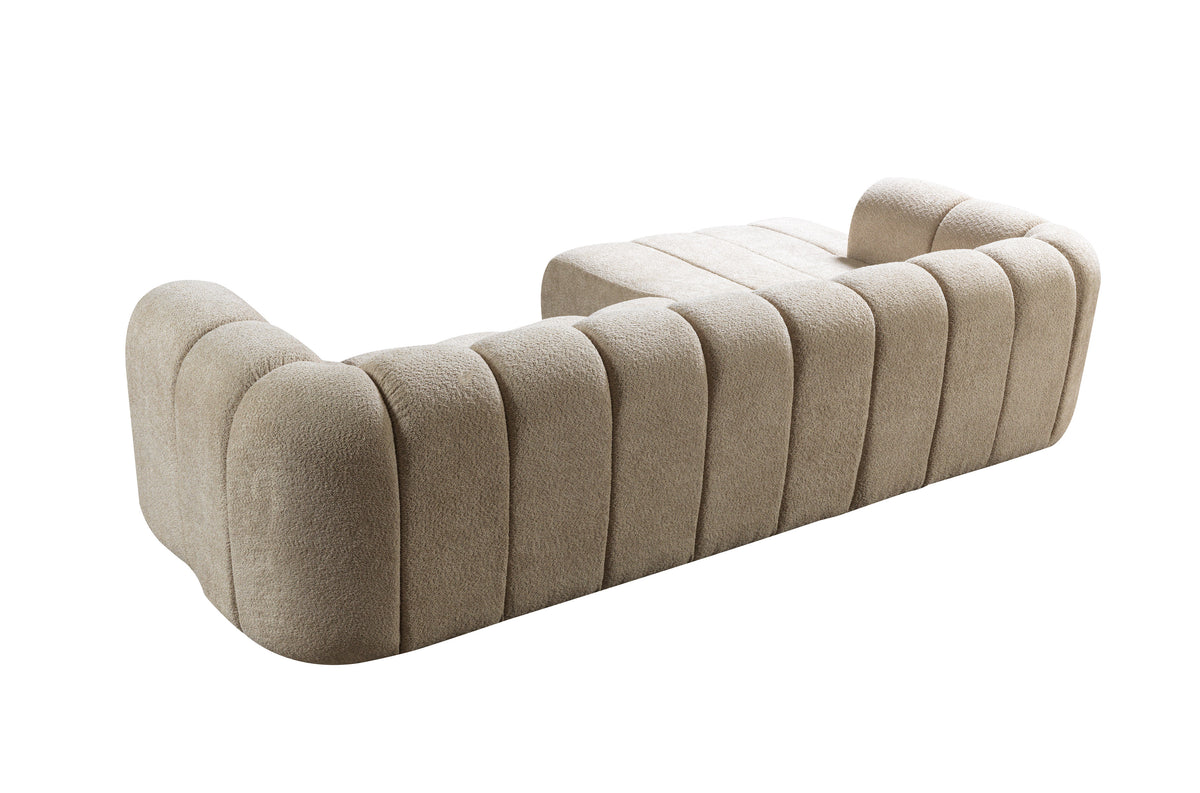 Elly Sand Boucle sectional sofa fabric close-up