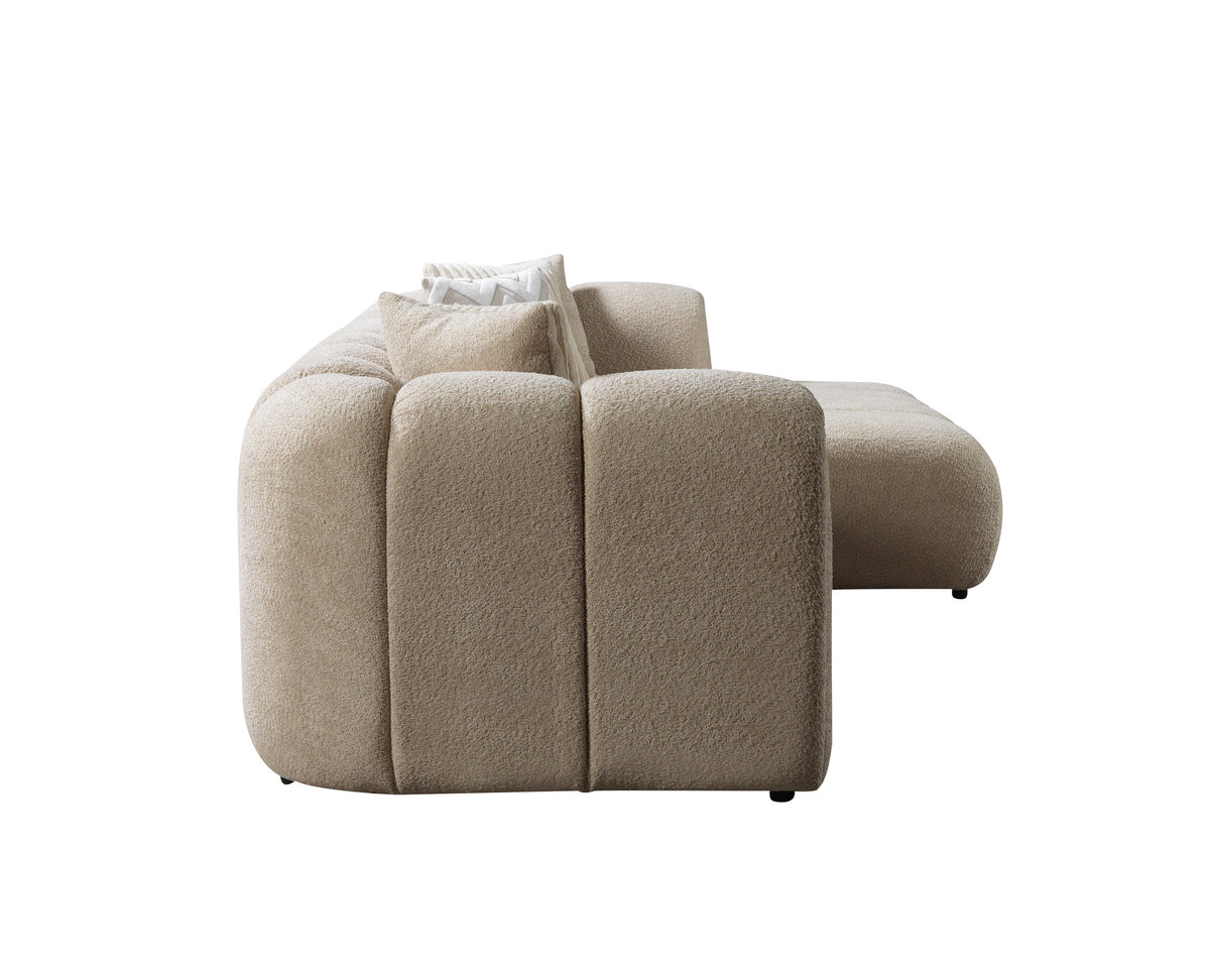 Room view with Elly Sand Boucle sectional and decor